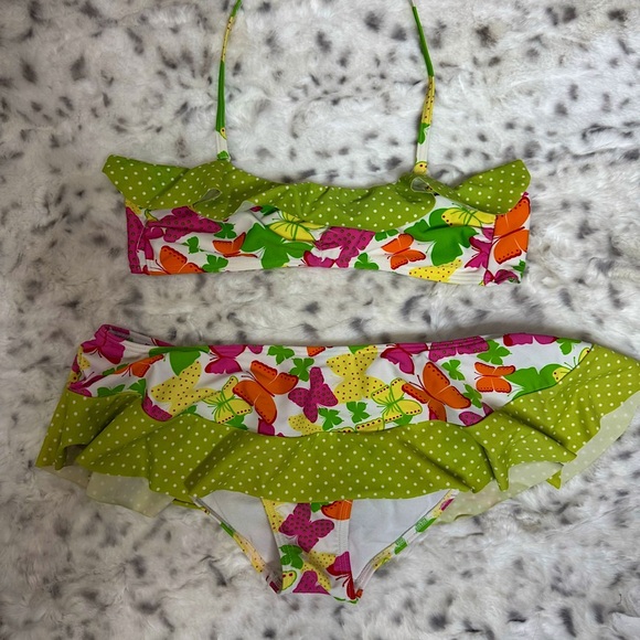 Dkr & co bathing suit 2 piece bikini top and bottom skirt style adjustable top - Picture 3 of 9